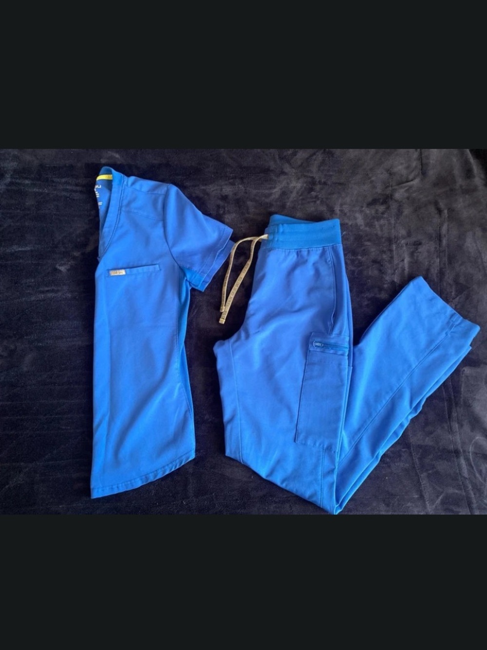 Landau Women's Bright Royal Blue Scrub Top & Jogger Set Size XXS/XS